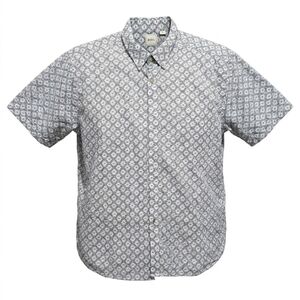 ROWM Men's Short-Sleeve Button-Down Shirt Geometric Pattern Grey/White Size 3XB